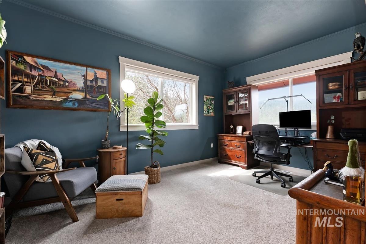 6 East Beck Road Garden Valley, ID 83622 - Photo 21 of 44 Office space with light carpet and crown molding