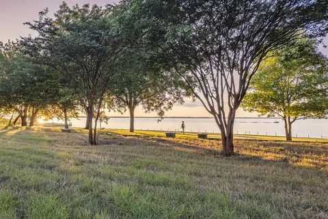 a view of a lake with a mountain in the back
