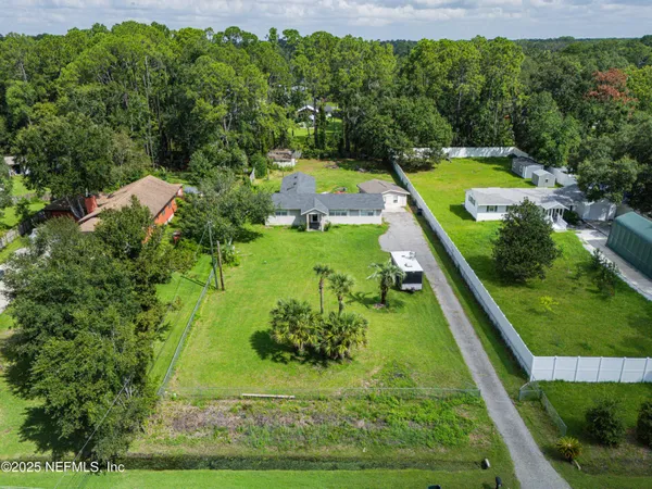 an aerial view of a garden