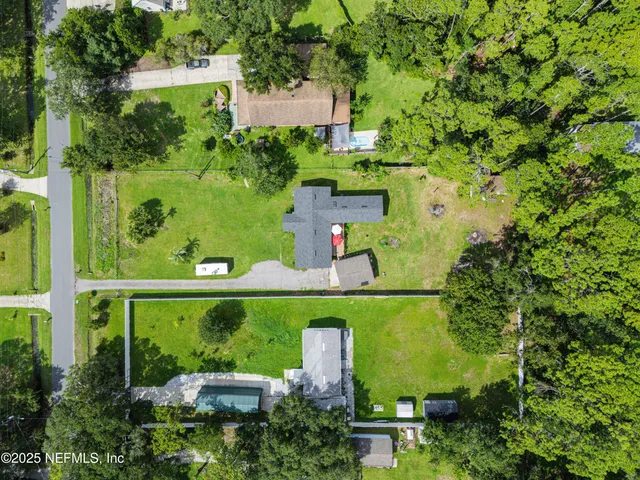 a view of a yard with plants