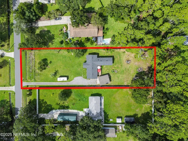 a view of a lake from a yard