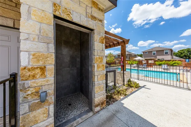 a view of a balcony with city view
