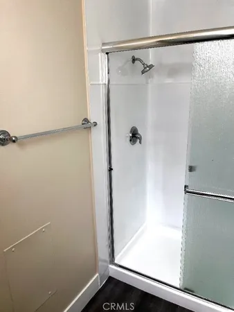 a close view of a shower in the bathroom