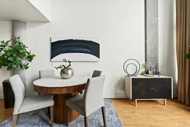 a kitchen with counter top space cabinets and stainless steel appliances