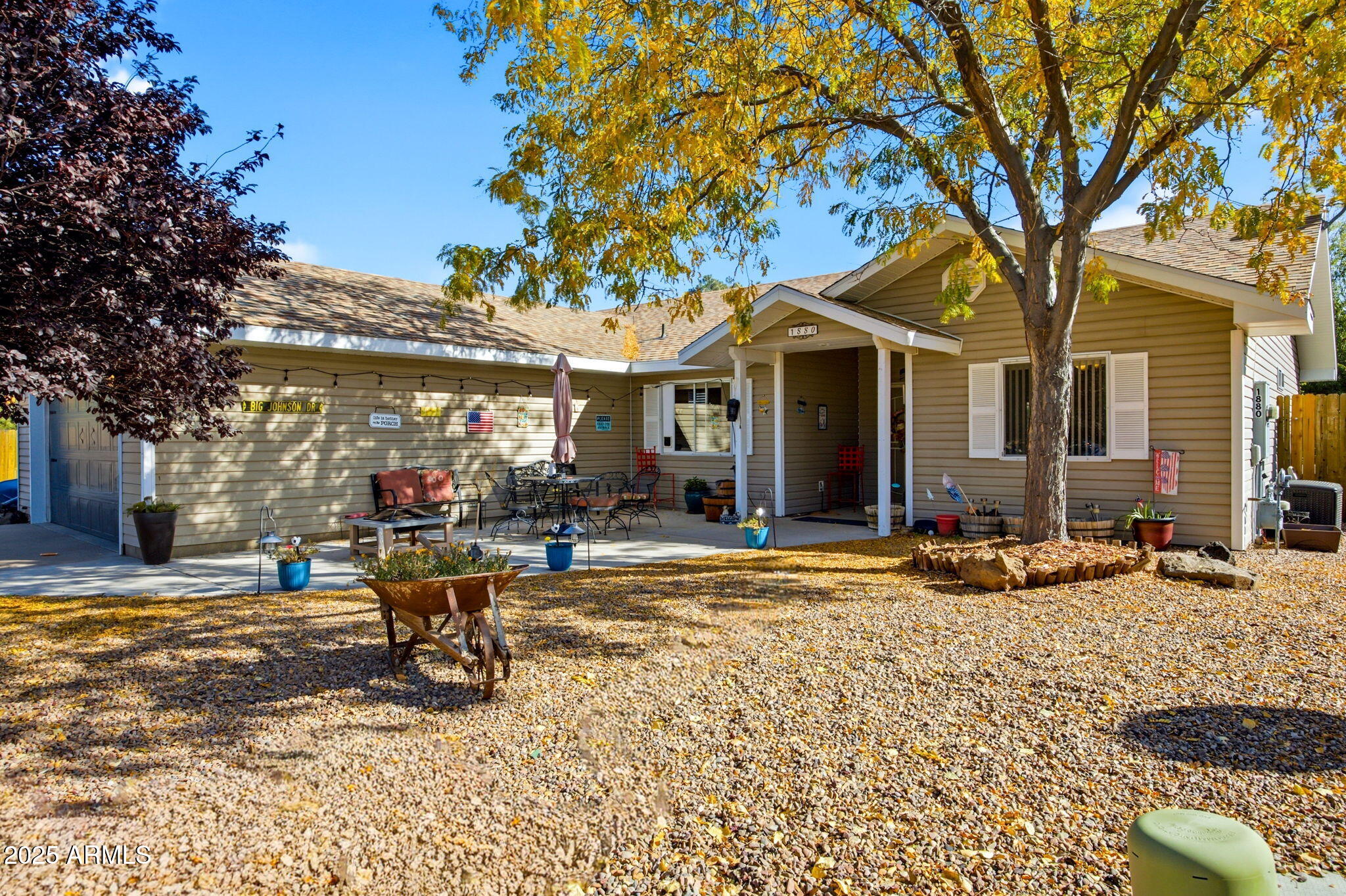 a view of a house with a patio