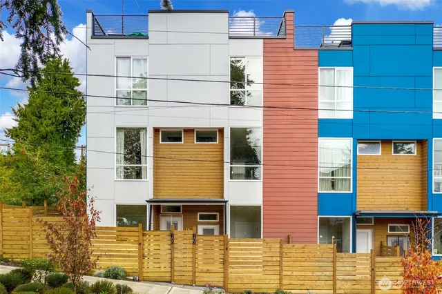 an aerial view of a building and outdoor space