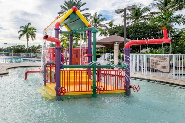 a view of a backyard with swimming pool