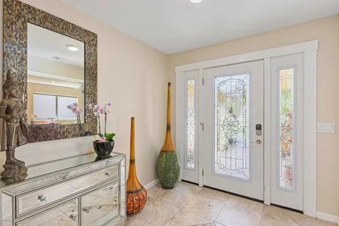 a swimming pool with wooden fence