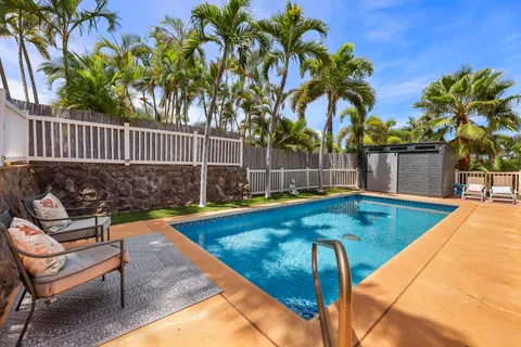a view of a yard with palm tree