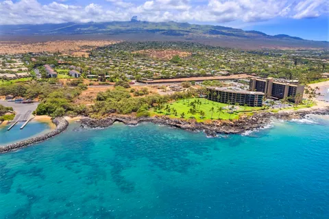 a view of a lake with a mountain