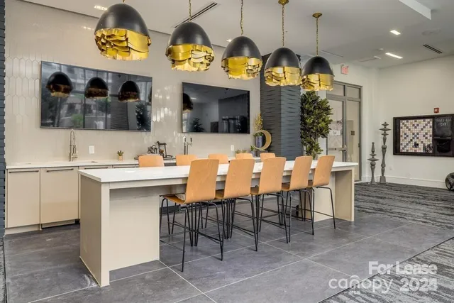 a view of a dining area with furniture