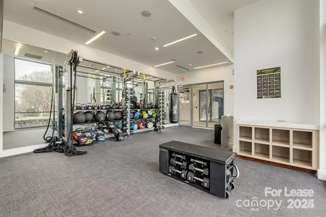 a view of a room with gym equipment