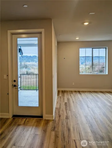 a view of a balcony from a window