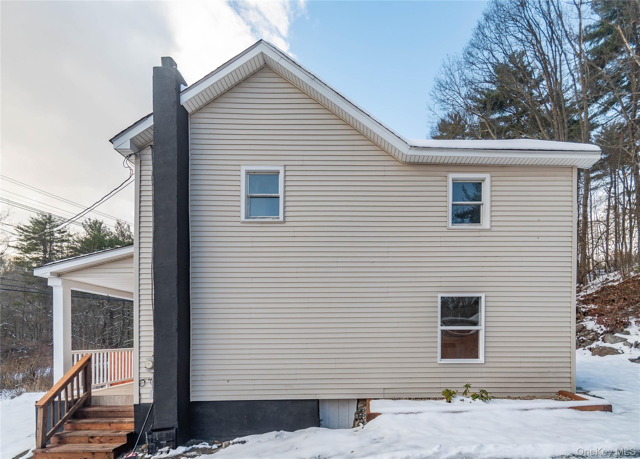 112 State Rte 55 Napanoch, NY 12458 - Photo 36 of 42 Snow covered property with a chimney and a porch