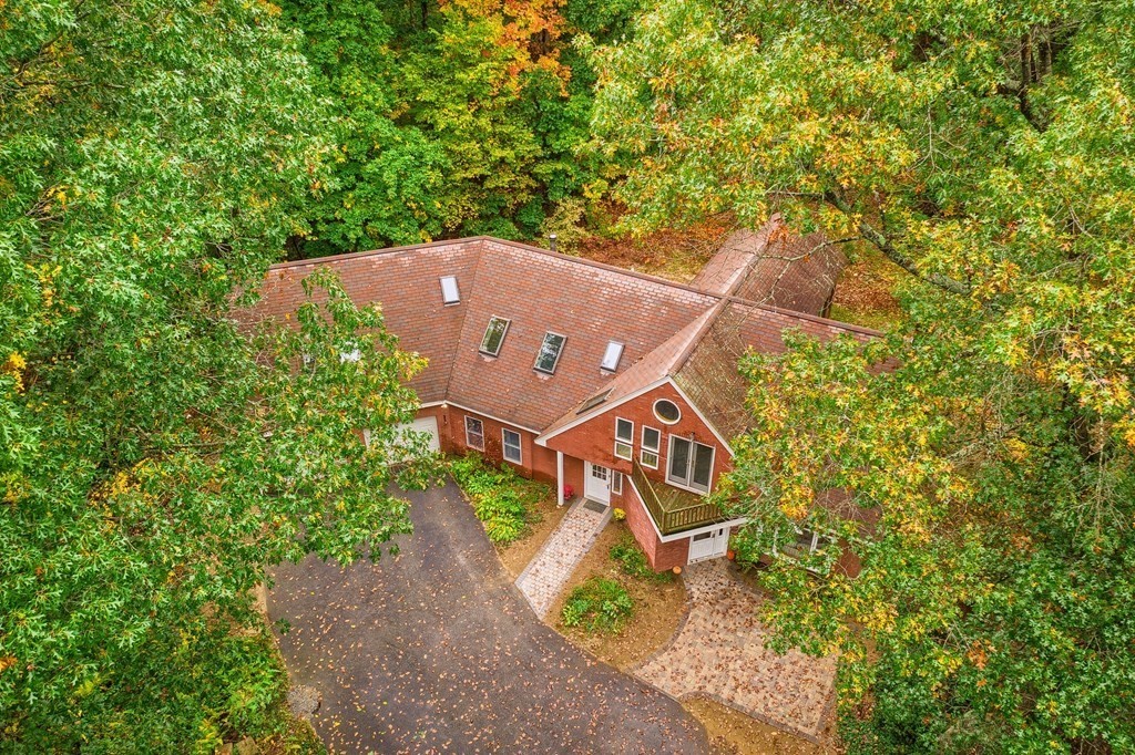 an aerial view of a house