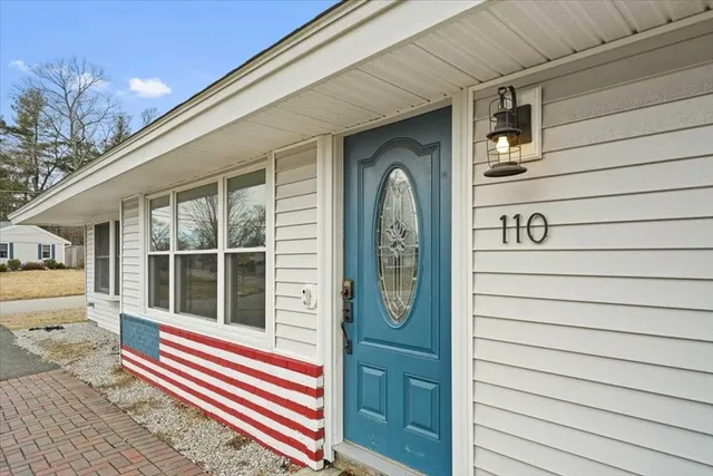 a front view of a house with a window
