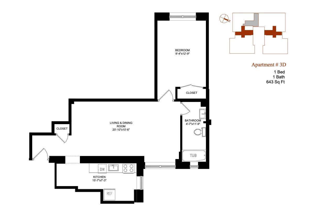 86 Thayer Street, Unit 3D Manhattan, NY 10040 - Photo 4 of 4 a picture of a floor plan