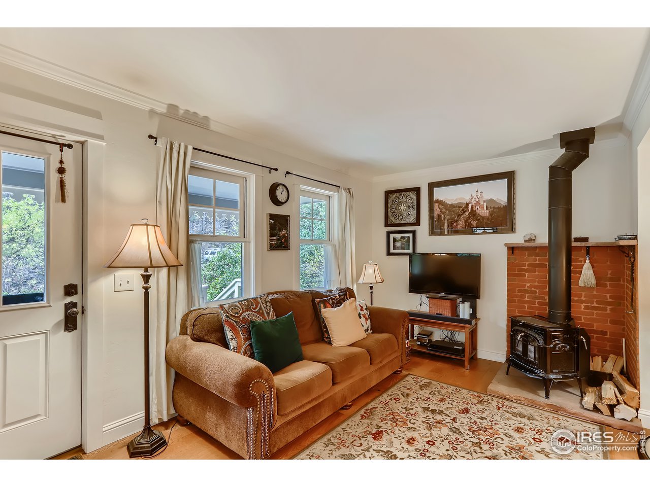 Living room with wood stove