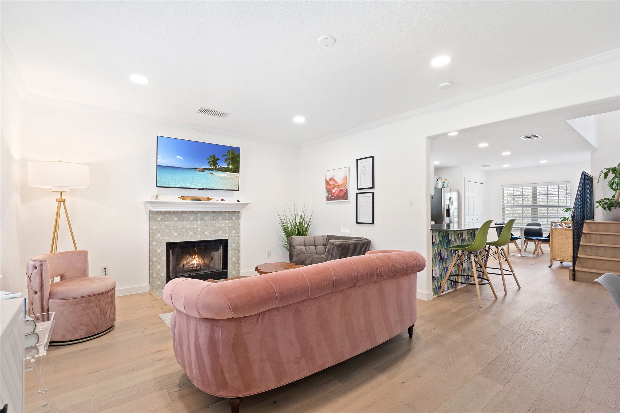 2012 Indian Creek Road Austin, TX 78734 - Photo 5 of 28 a living room with furniture and a fireplace