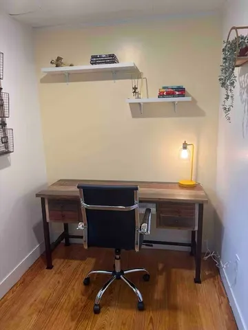 a view of workspace with fan