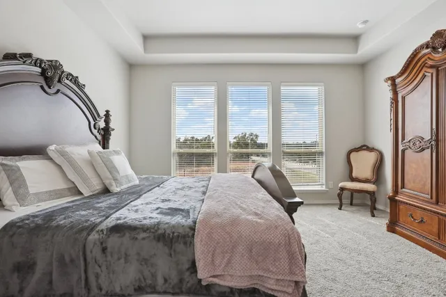 a bedroom with a bed and a closet