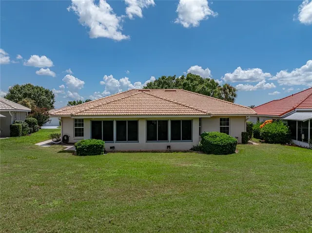 a view of a golf course with a fountain
