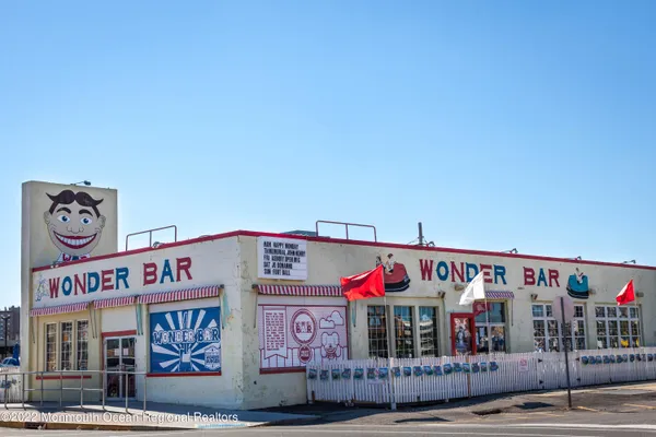 a view of a building with a street