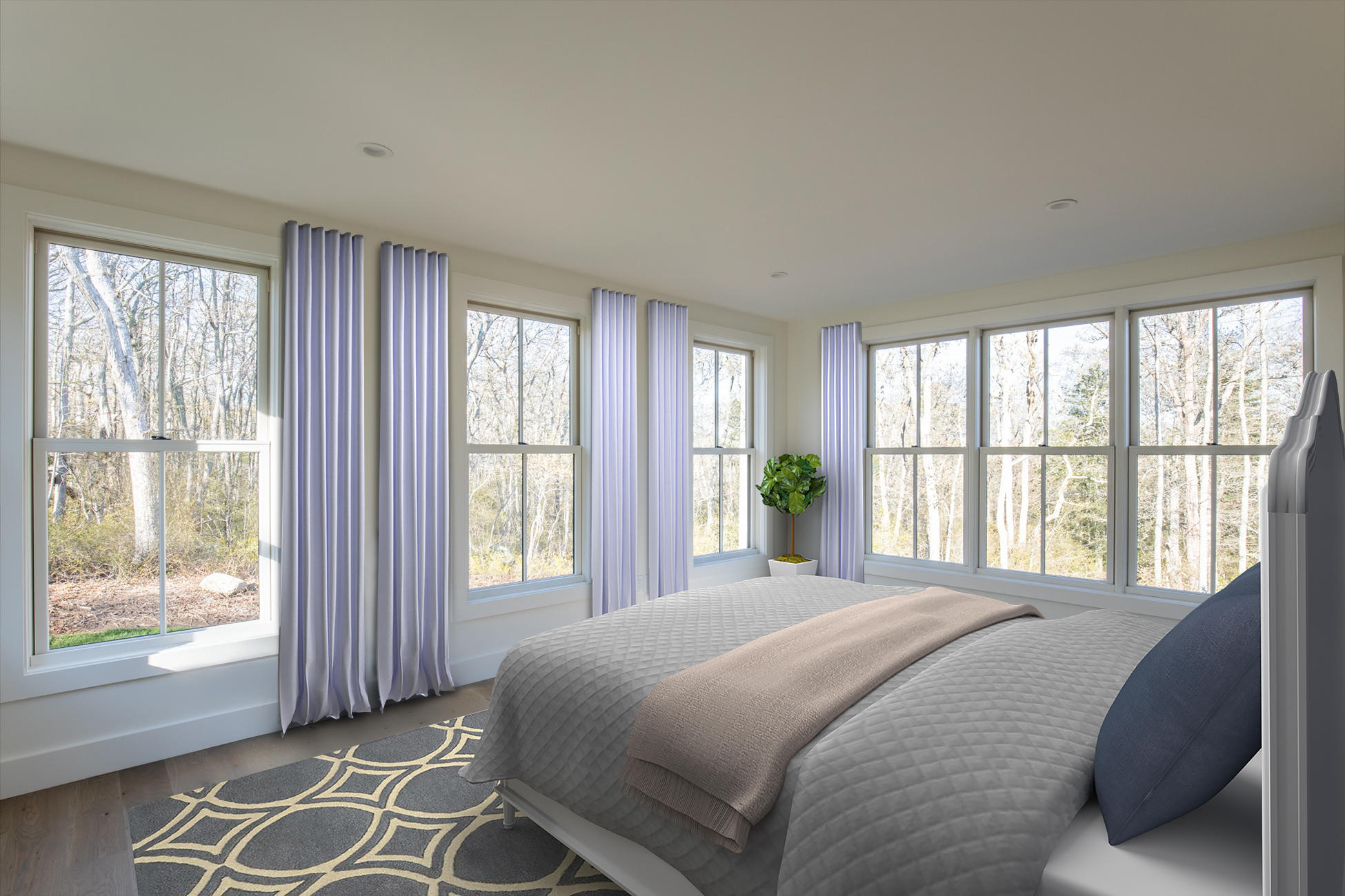 25 Luce Farm Road West Tisbury, MA 02568 - Photo 14 of 26 a bedroom with a large bed and a large window