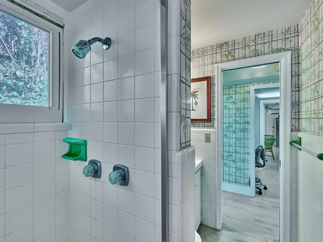 a bathroom with a shower