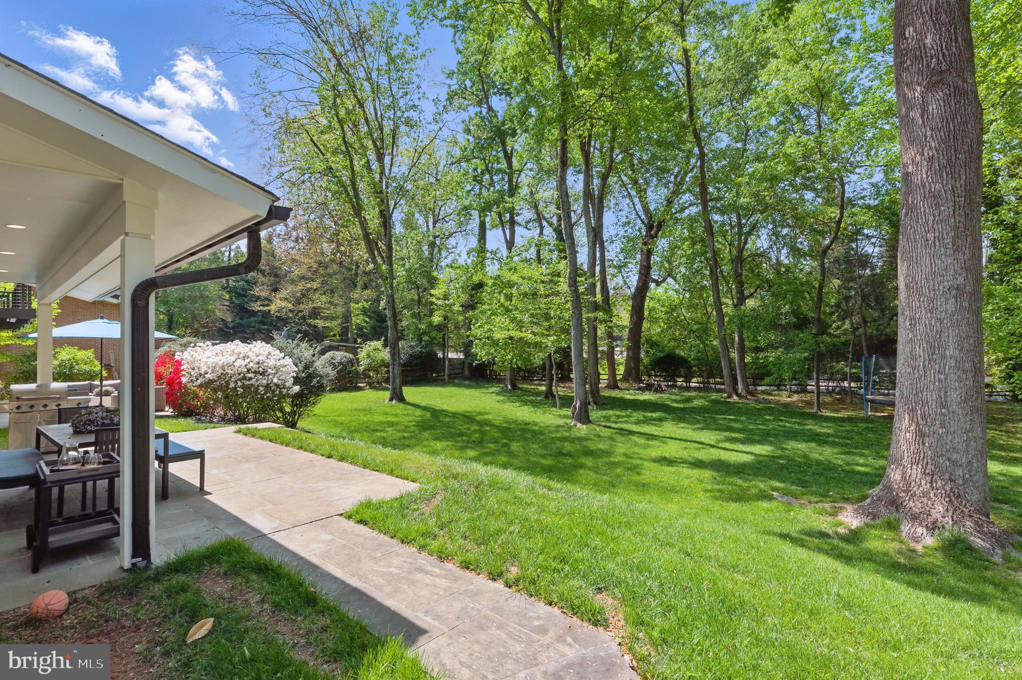 8024 Fenway Road Bethesda, MD 20817 - Photo 58 of 64 a view of a backyard with table and chairs and potted plants and large trees