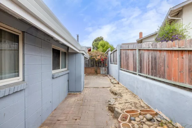 a view of a pathway along with potted plants