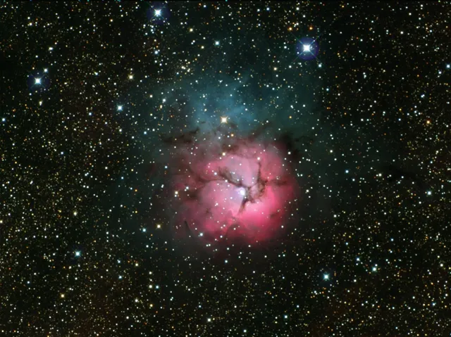 a swimming pool with trees in the background