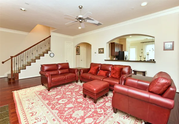 a living room with furniture