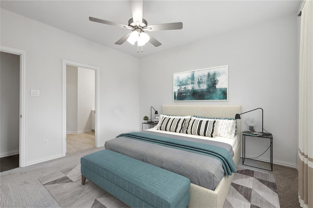 3900 Coco Lane Sherman, TX 75090 - Photo 11 of 40 Bedroom featuring carpet flooring, baseboards, and a ceiling fan