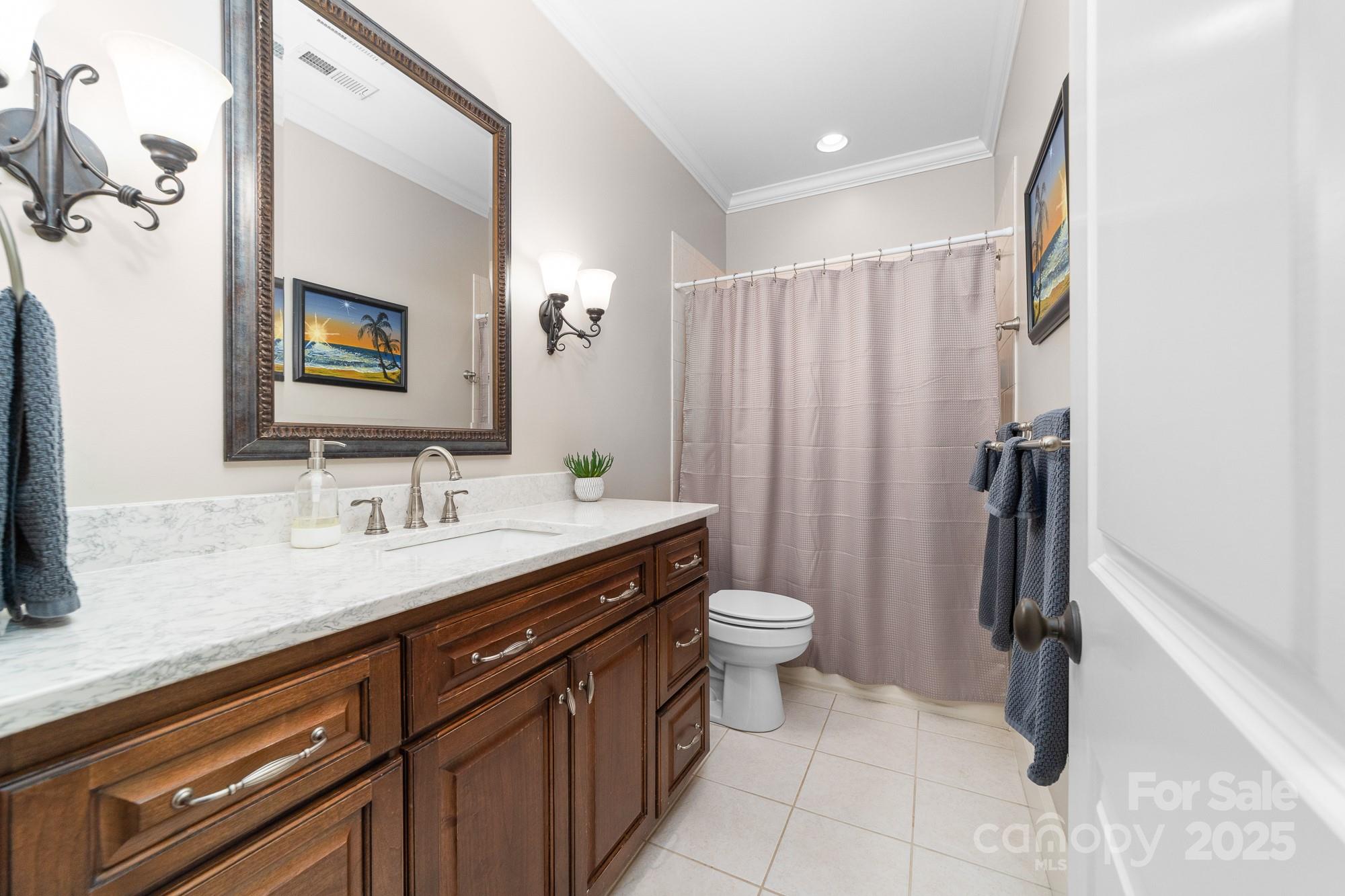 200 Galey Ridge Cramerton, NC 28032 - Photo 30 of 48 a bathroom with a granite countertop sink toilet and shower