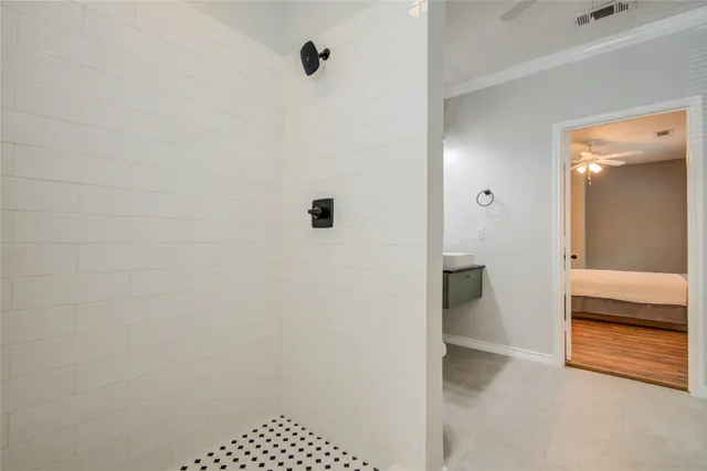 a bathroom with a shower