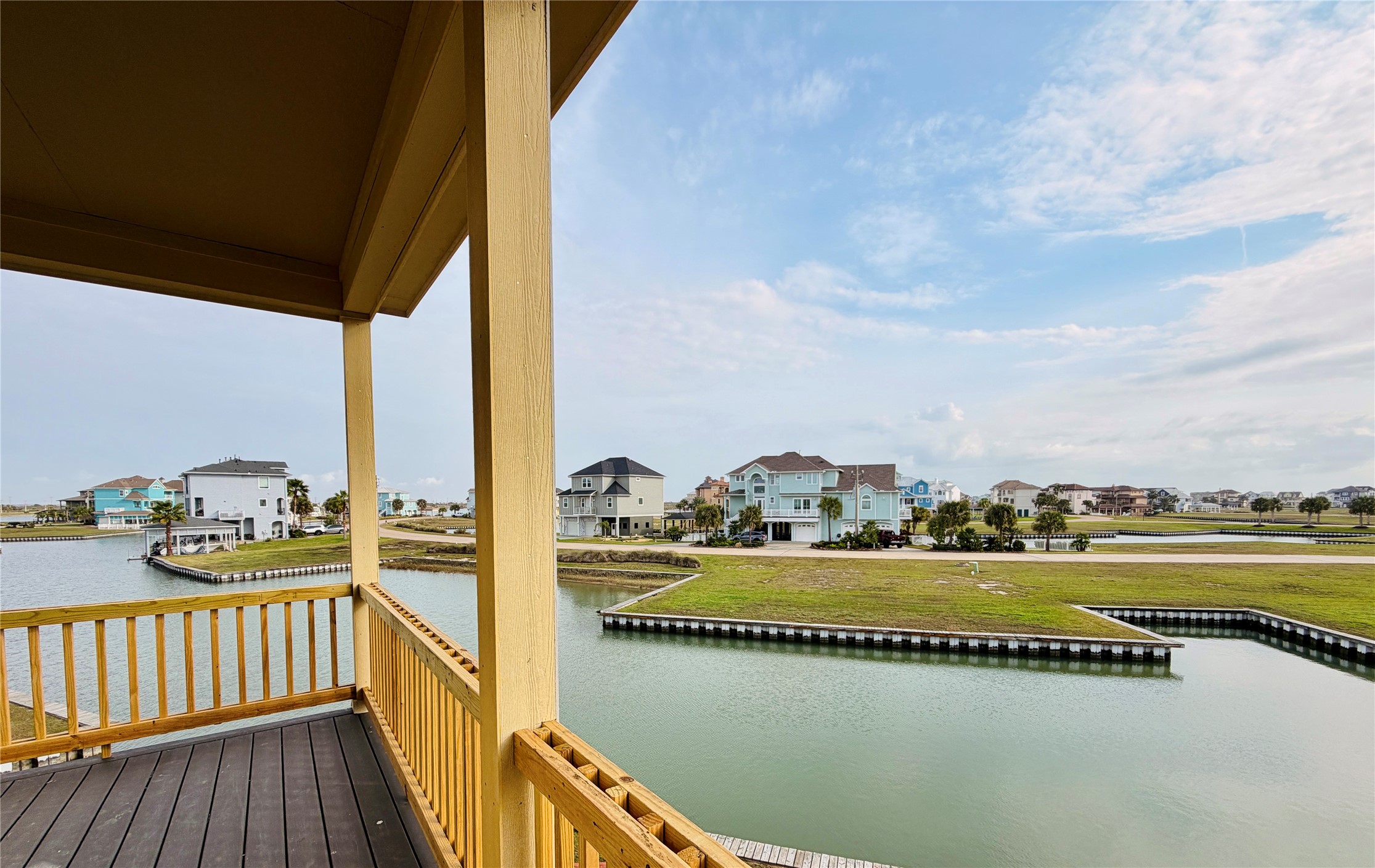 a view of a balcony with city view