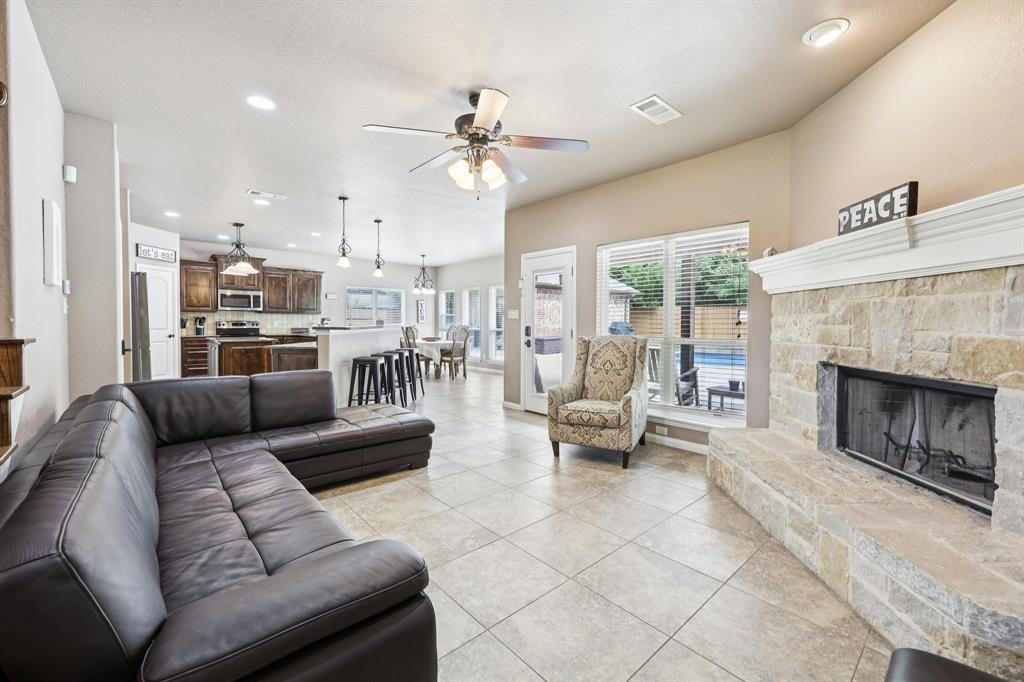 405 Edgewood Terrace Boyd, TX 76023 - Photo 6 of 39 a living room with furniture and a fireplace