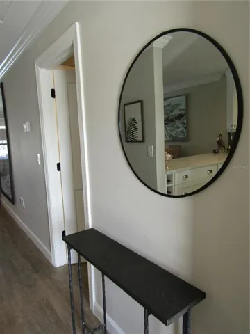 a view of a mirror of a bathroom