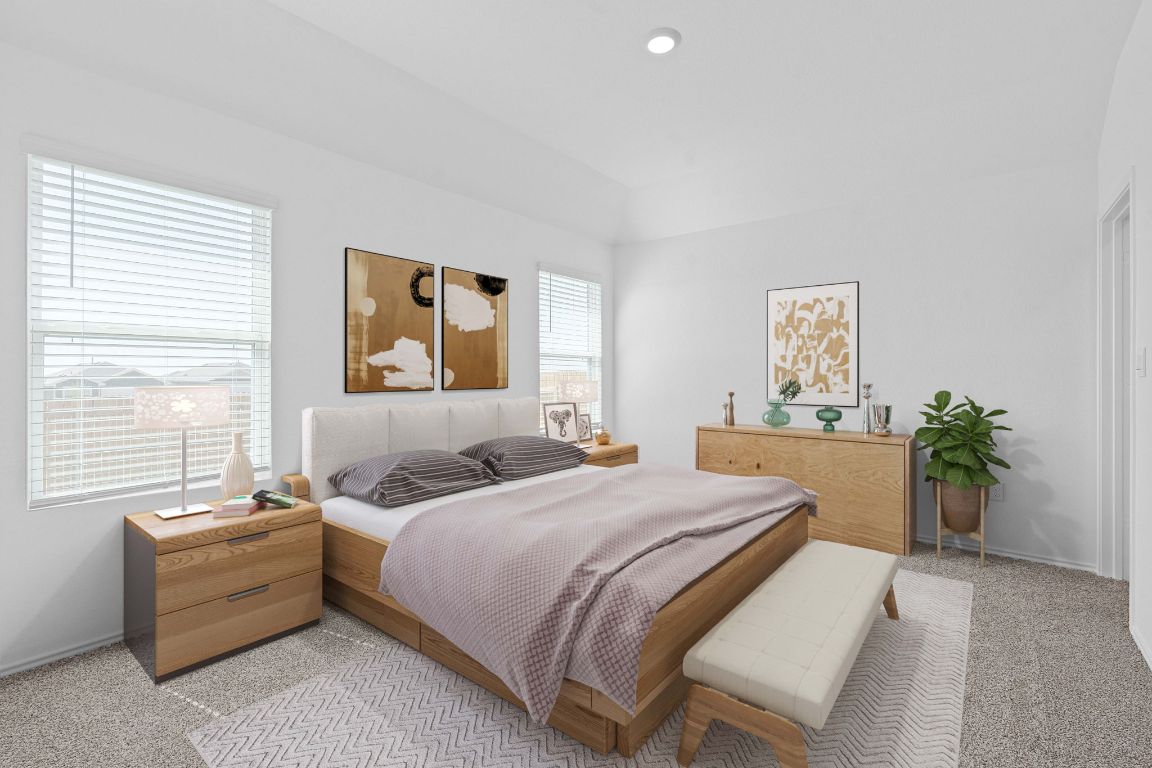 13309 Mancos Shale Road Mustang Ridge, TX 78610 - Photo 9 of 19 Carpeted bedroom with baseboards and recessed lighting