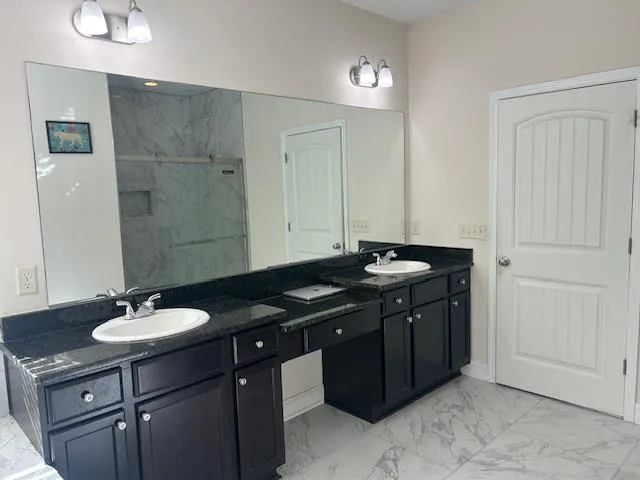 a sink and a mirror