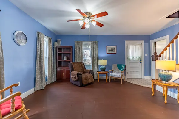 an empty room with windows
