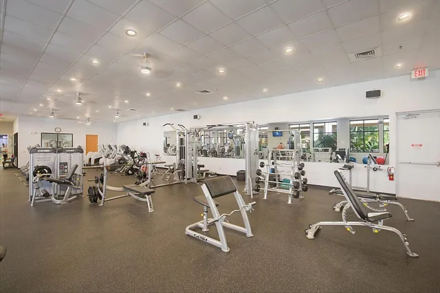 a view of a room with gym equipment