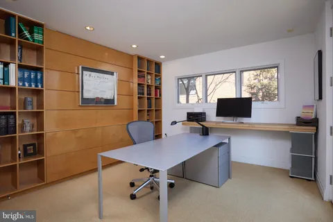 a workspace with furniture