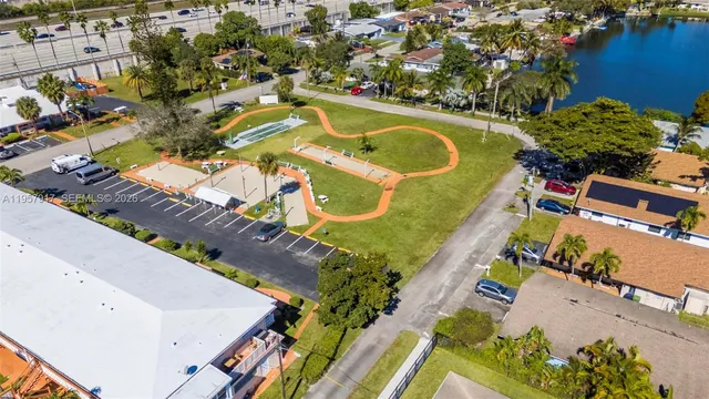 an aerial view of residential building with outdoor space
