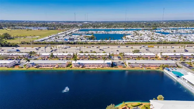 a view of a lake with a city