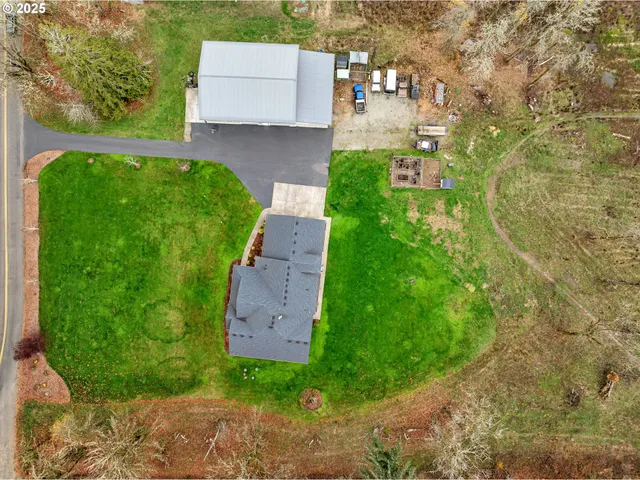 an aerial view of a house
