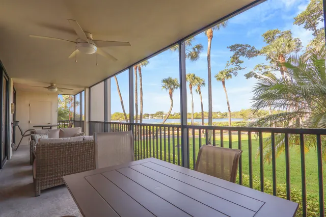 a balcony with furniture and a couch