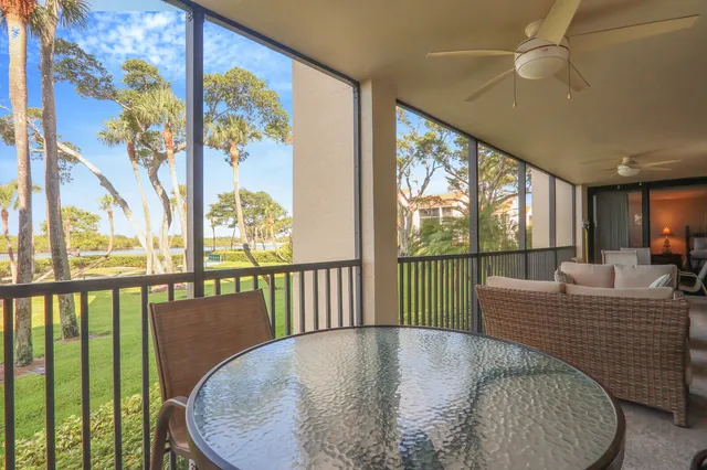 a living room with a wooden floor and a potted plant