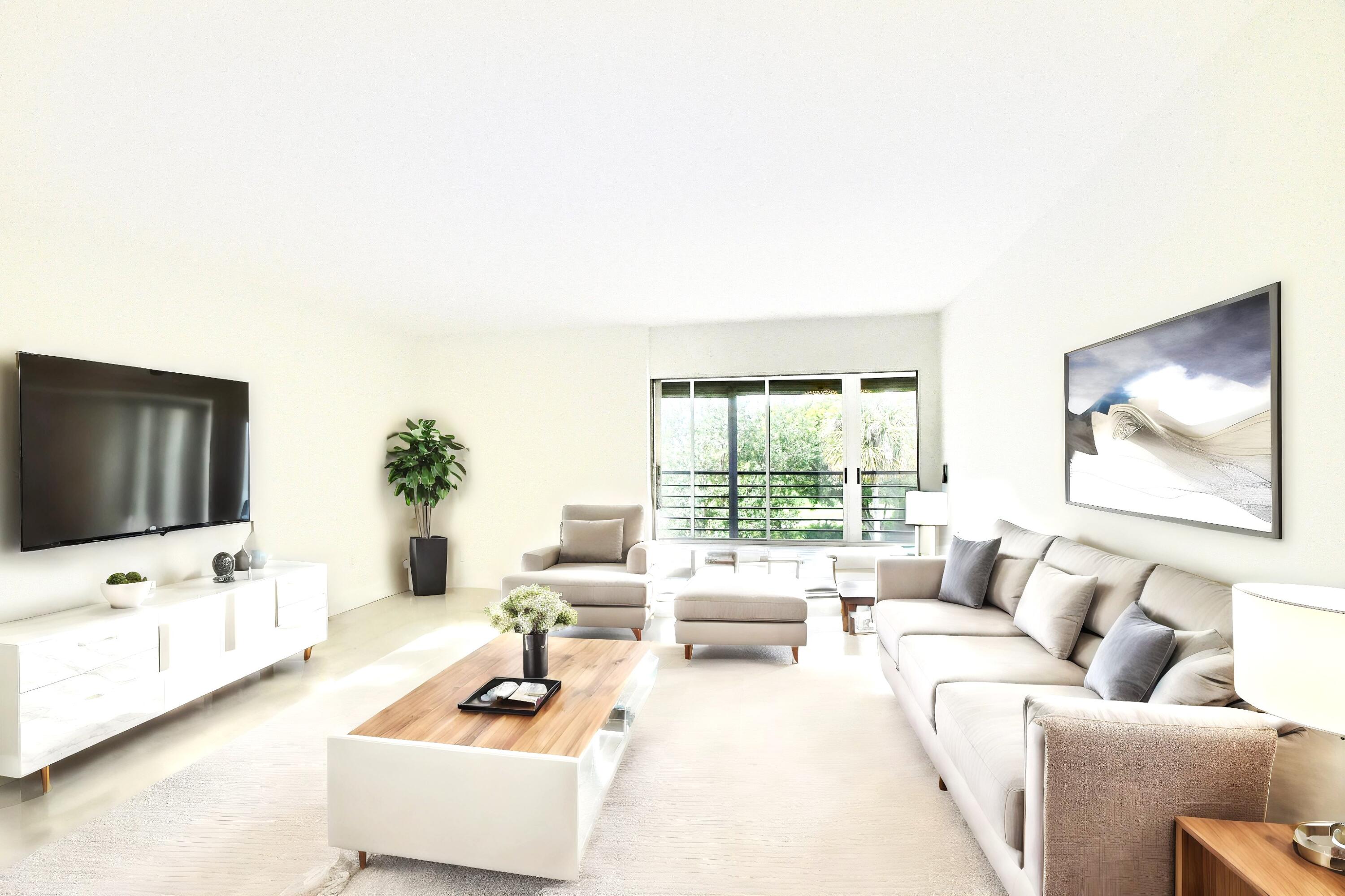 9170 Southwest 14th Street, Unit 4405 Boca Raton, FL 33428 - Photo 5 of 48 a living room with furniture and a flat screen tv
